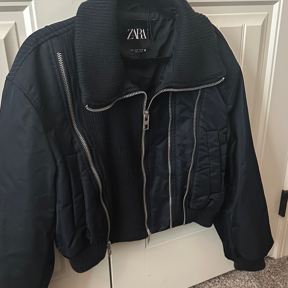 Zara Navy Blue  Cropped Jacket - never worn - Picture 2 of 12